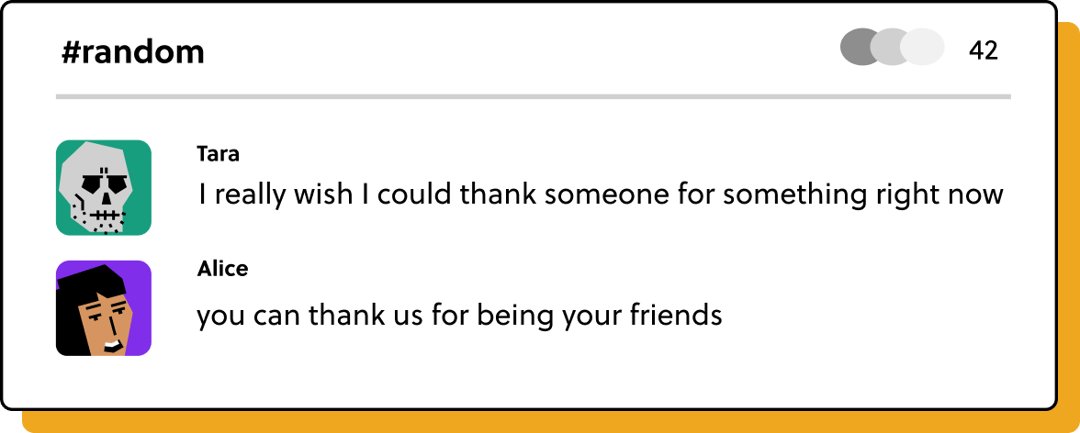 slack message about being friends