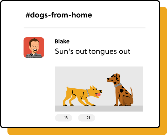 Slack message in the dogs channel