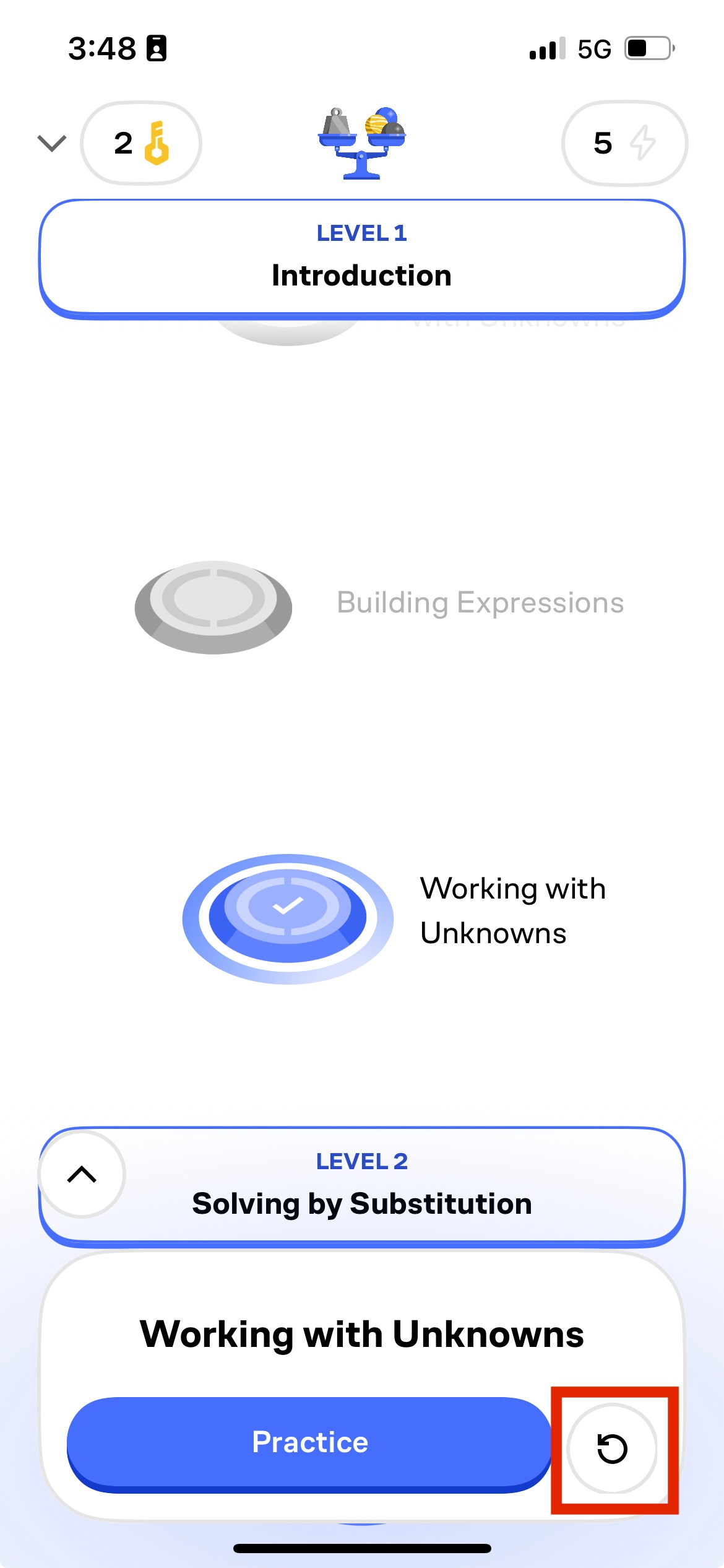 Redo icon on Brilliant's course page