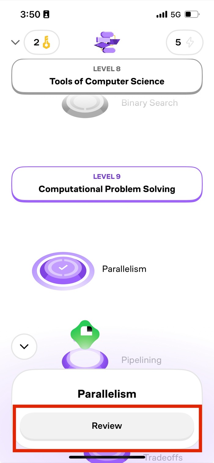 Review icon on Brilliant's course page